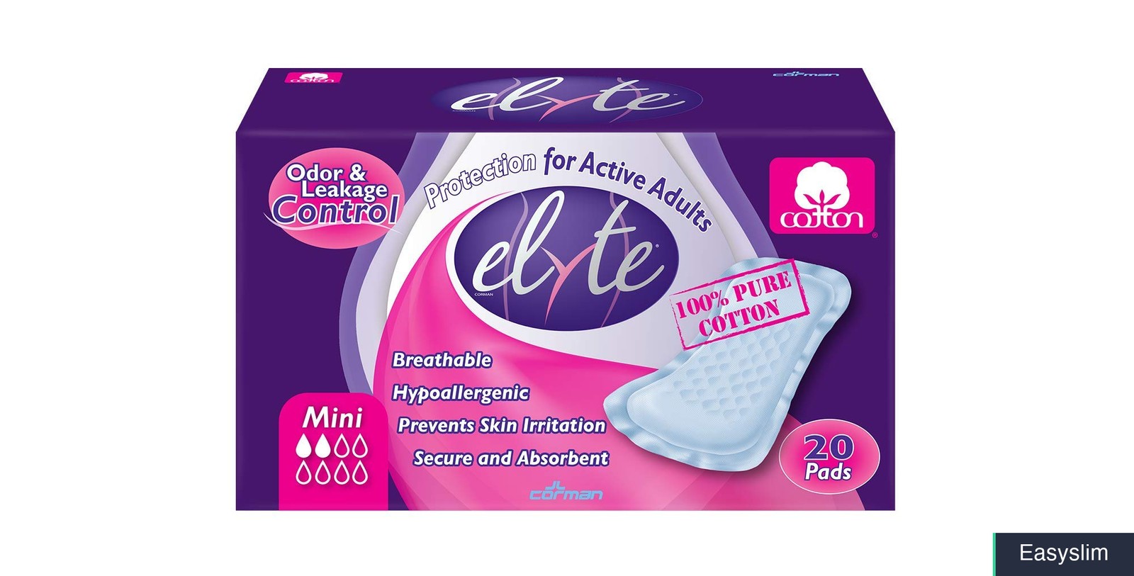 Cotton Incontinence Pads Super Absorbency 20 Count 4×10 Hypoallergenic Sensitive