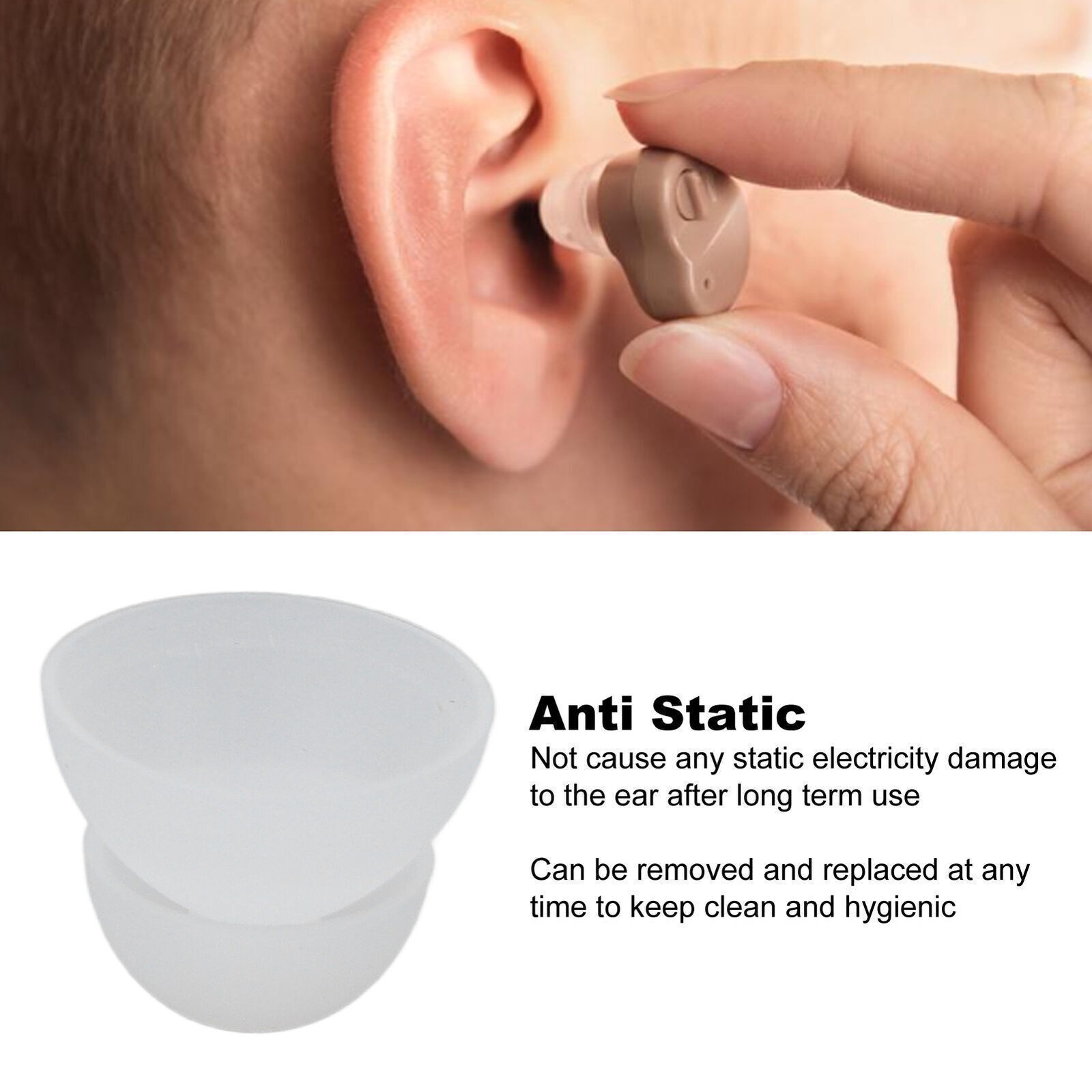 10PCS Hearing Aid Domes 12mm/0.5in Double Layer Soft Silicone Washable Removable