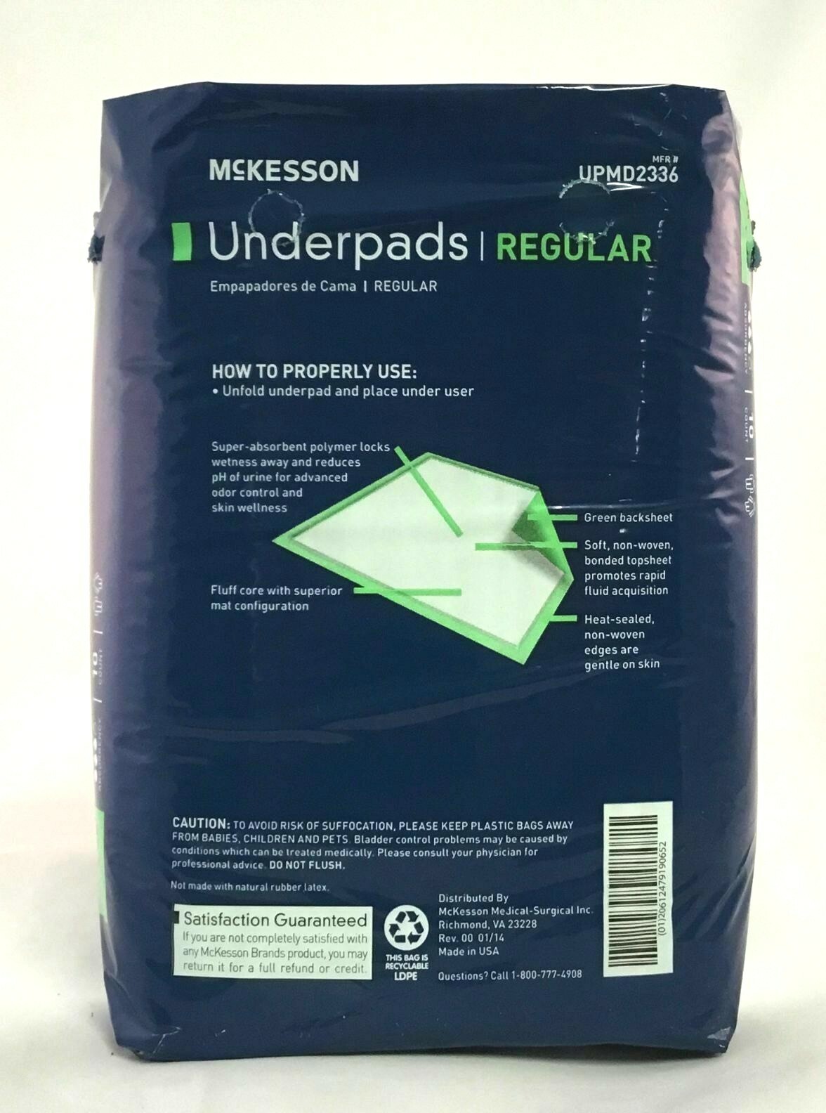 McKesson Underpads Regular 23 X 36 In Disposable Moderate Absorbency 10 Count