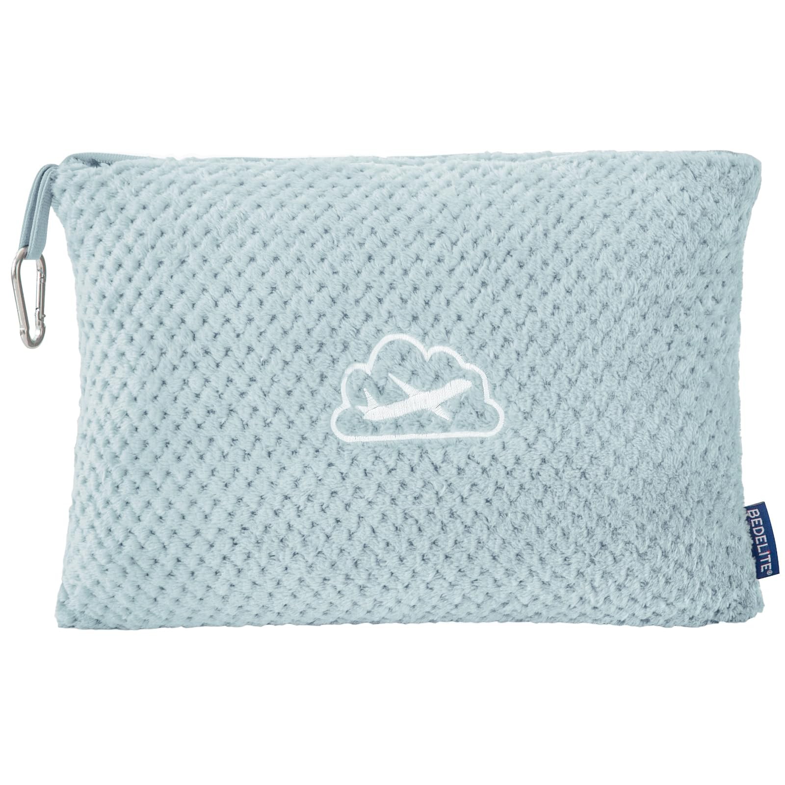 BEDELITE Travel Blanket with Bag, Ultra-Soft Jacquard Fleece 40″x65″, Blue