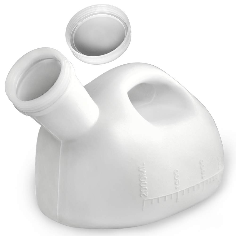 2000ml Men’s Urinal, Urinal with Screw-On 1 Count (Pack of 1), White
