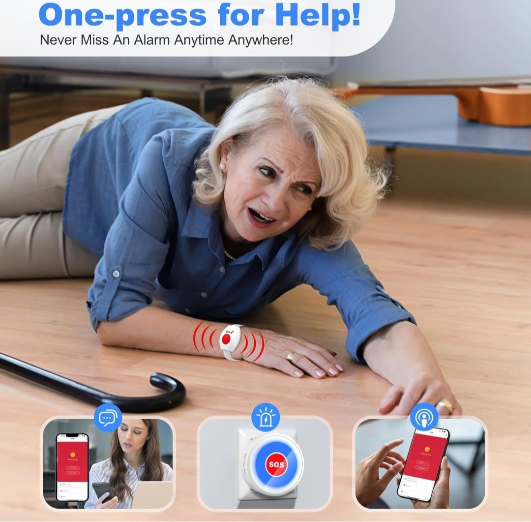 2.4GHz Wi-Fi Emergency Call Button for Seniors – App-Controlled Caregiver Device