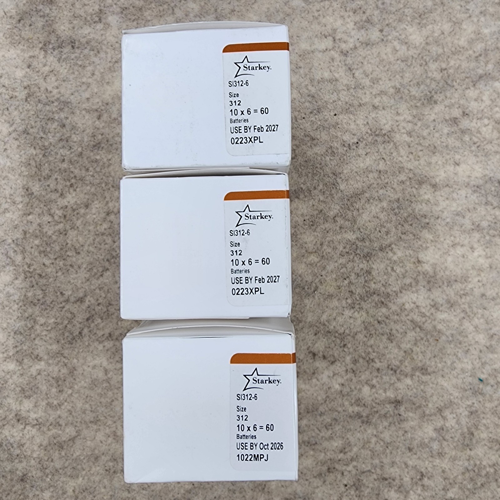 Lot of 3 Starkey Premium mercury free hearing aid batteries Size 312 180 Total