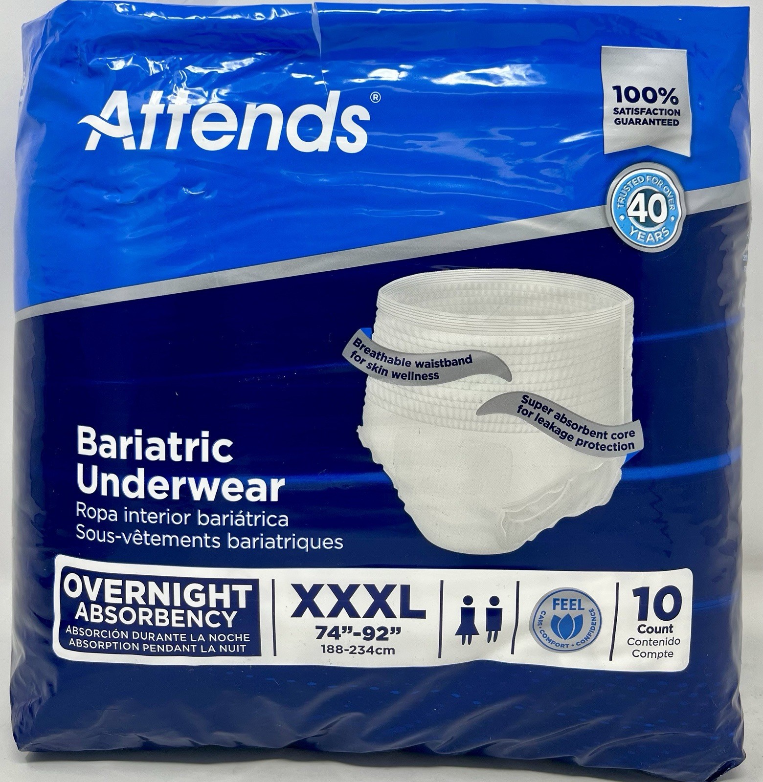 Attends Disposable Underwear 3X-Large Severe 10 Ct Sealed Bariatric Underwear