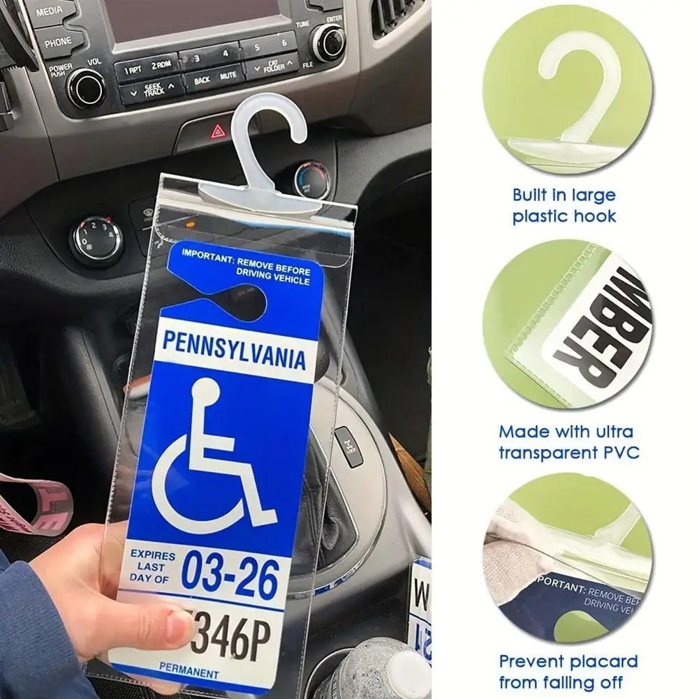 Handicap Placard Holder for Auto – Disabled Parking Permit Protector – Hang Tag