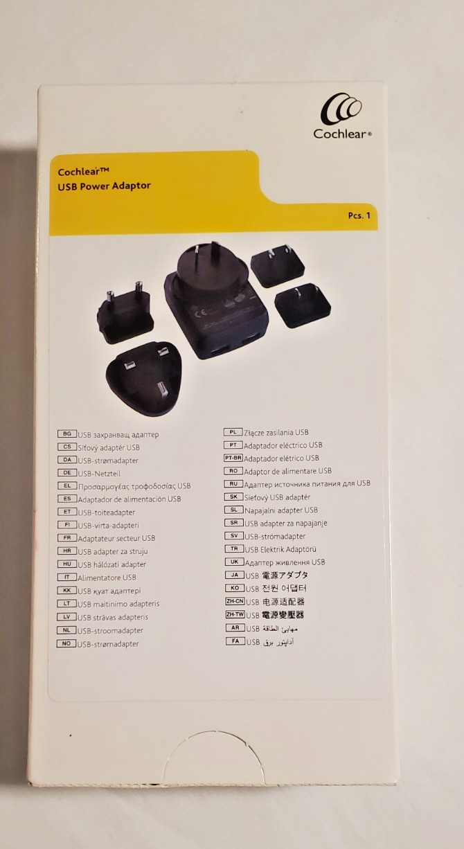 Cochlear USB Power Adapter Black CP1000 REF#730907 Brand New Sealed Orig Box