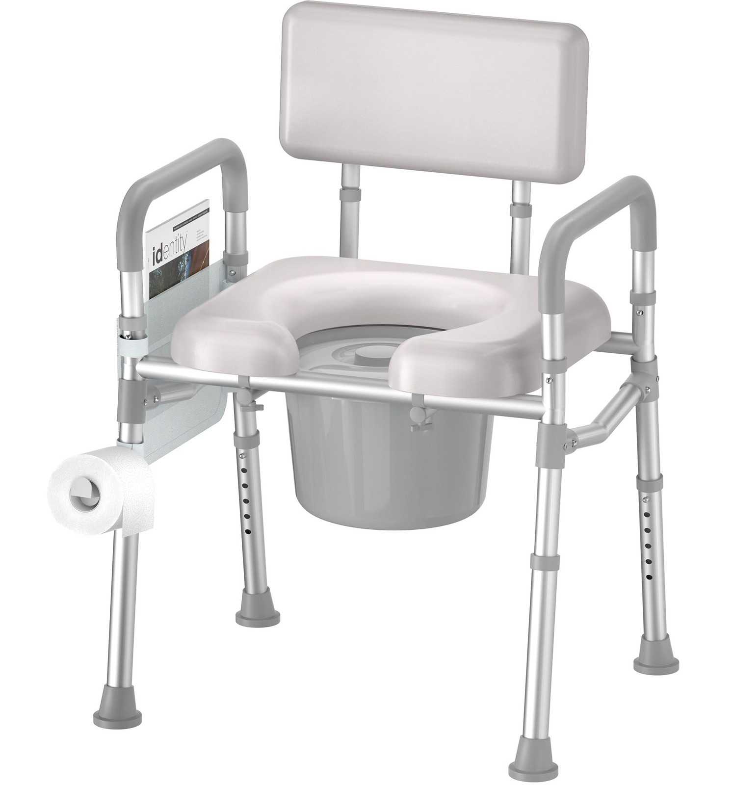 Soundfuse Bedside Commode Chair Padded Seat And Backrest