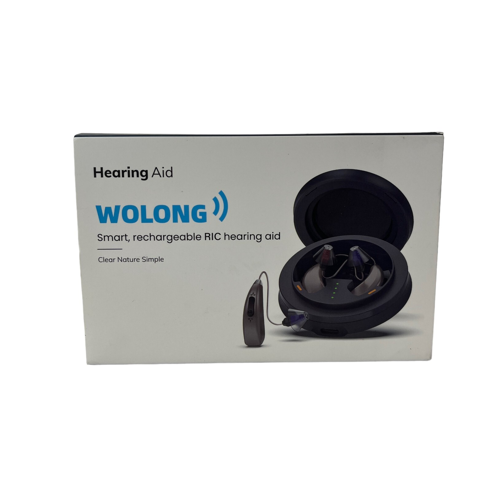 Wolong Smart Rechargeable RIC Hearing Aid-Black-Open Box (LEFT SIDE NOT WORKING)