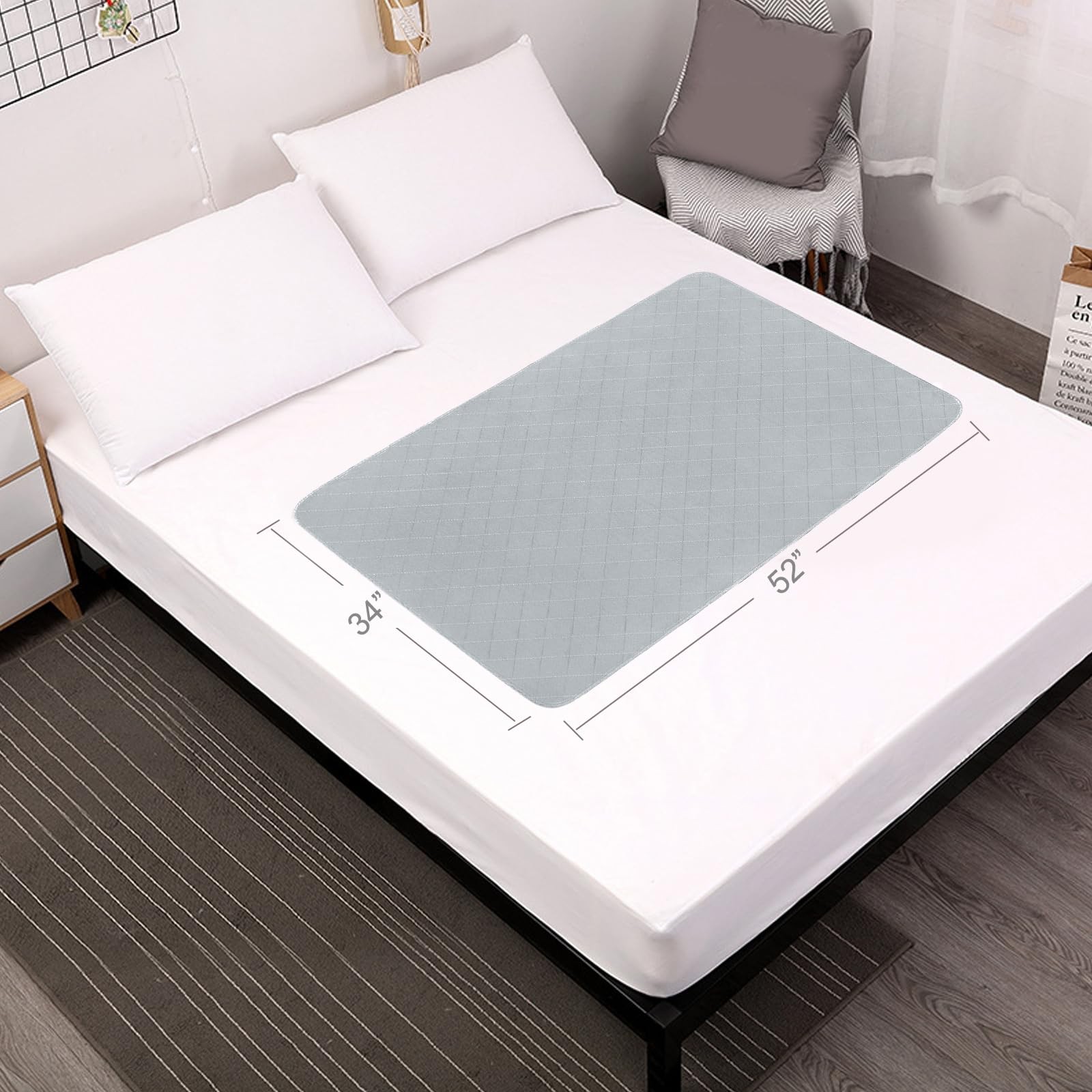 Waterproof Mattress Pad Incontinence Bed Pads Washable Slip Resistant 52×34