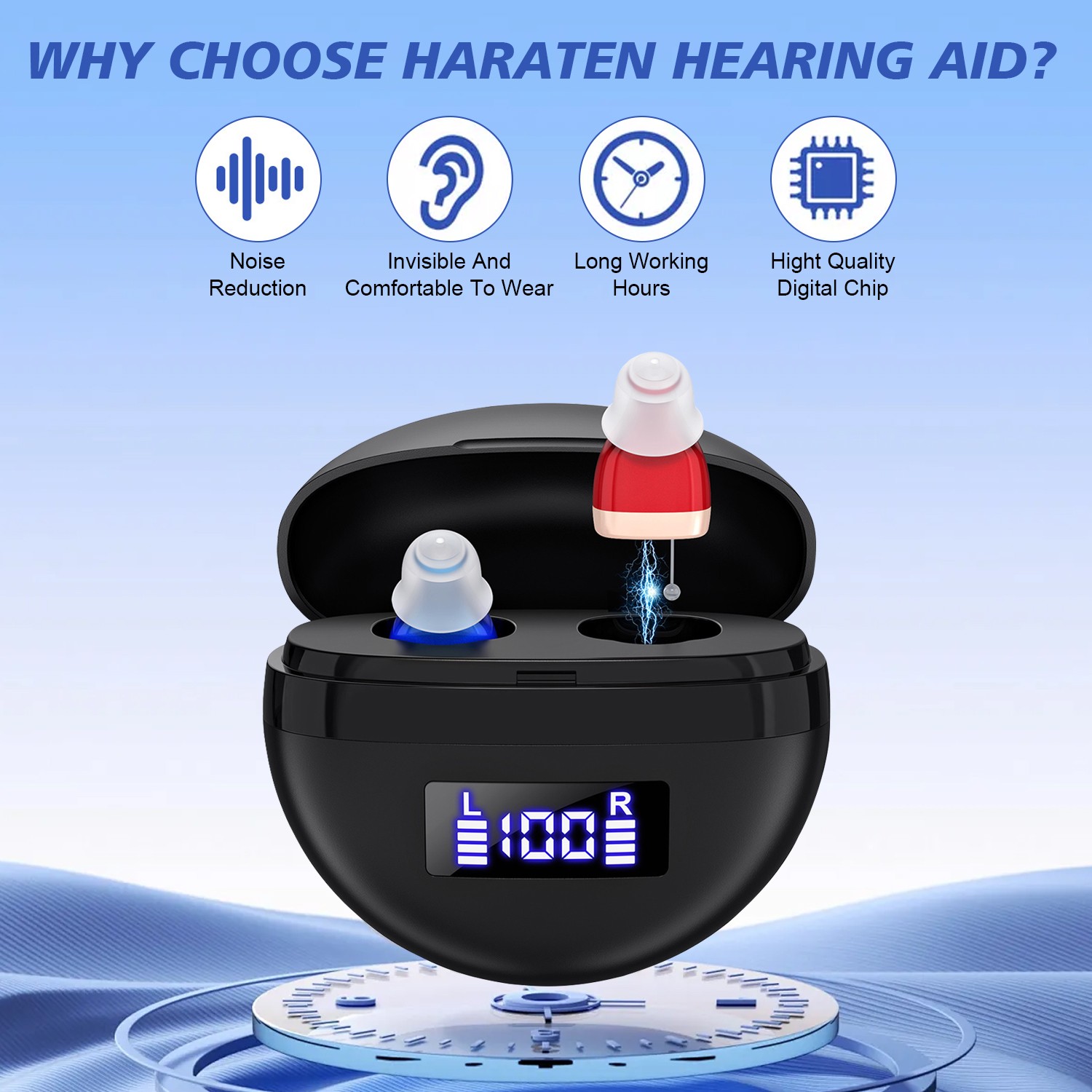 Pair Rechargeable Digital Invisible Hearing Aids Sound Voice Amplifier Mini ITE