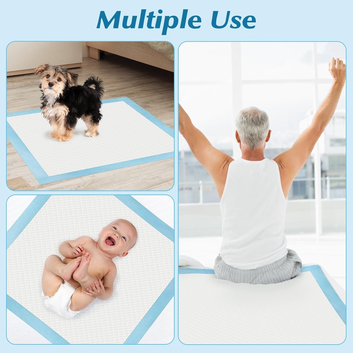 100 Count 22” X 22”Super Absorbency Disposable Underpads, Leakproof Quick Drying