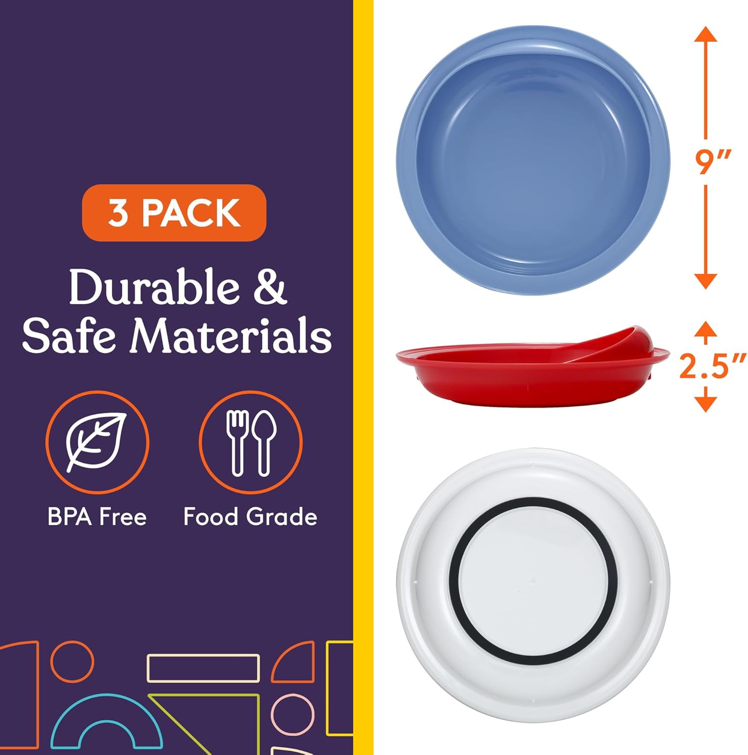 Adaptive Spill-Proof Scoop Plates- Dishes Wall Disabled Elderly Adults Special