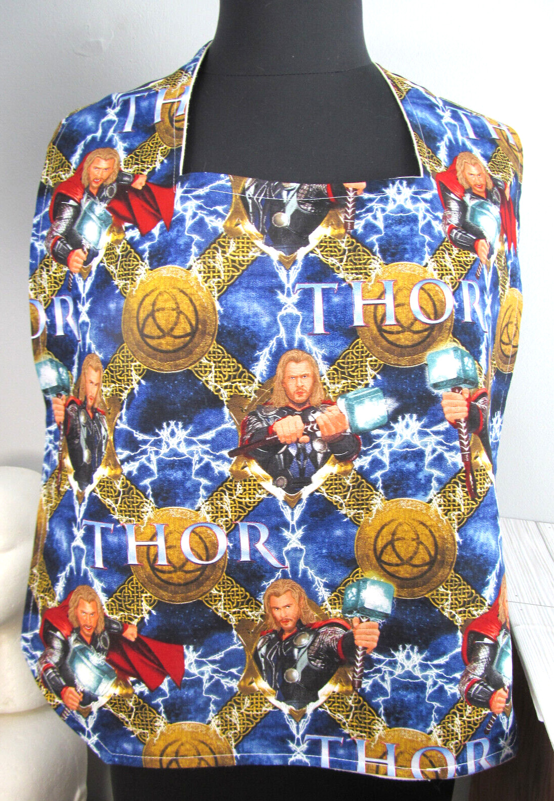 Large Adult Bib Special Needs Shirt Protector Fun Thor Fabric Gag Gift Flannel L