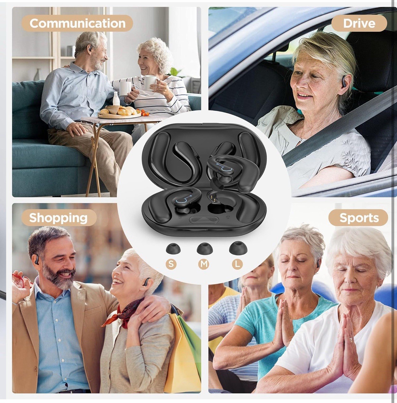 Royal Hearing , Hearing Aids for Seniors with Bluetooth F-AID Black With Case.