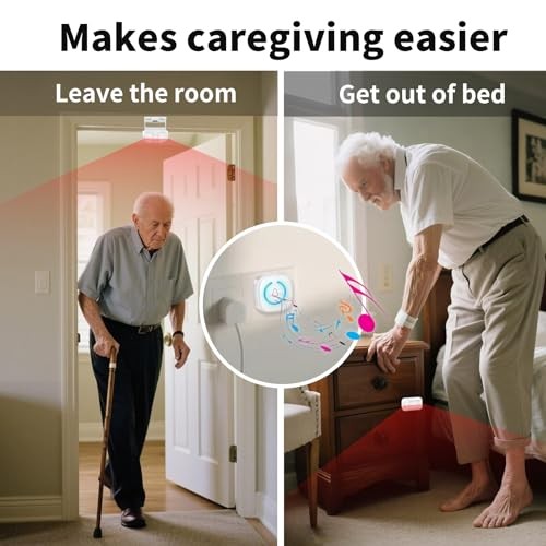 Bed Sensor Alarm and Fall Prevention for Elderly, 2 Motion Sensors + 1 Receiver