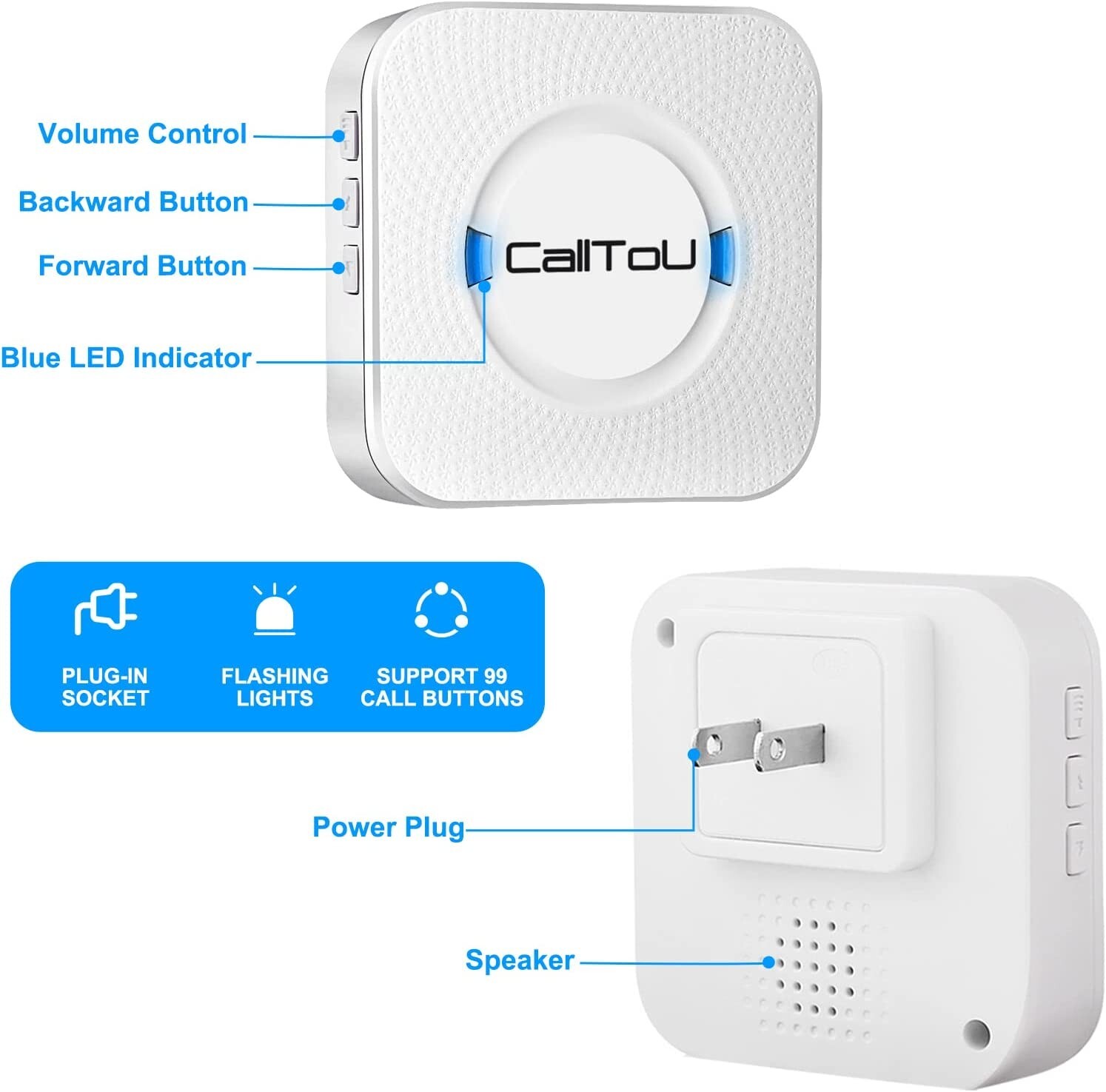 Premium Easy to Use Wireless Caregiver Pager – High Quality – 500+ ft Range