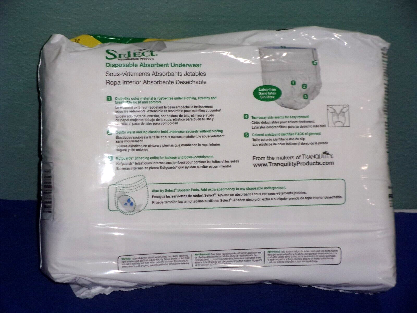 Select Disposable Absorbent Underwear Adult Small (80-125 lbs), 22-Count Package