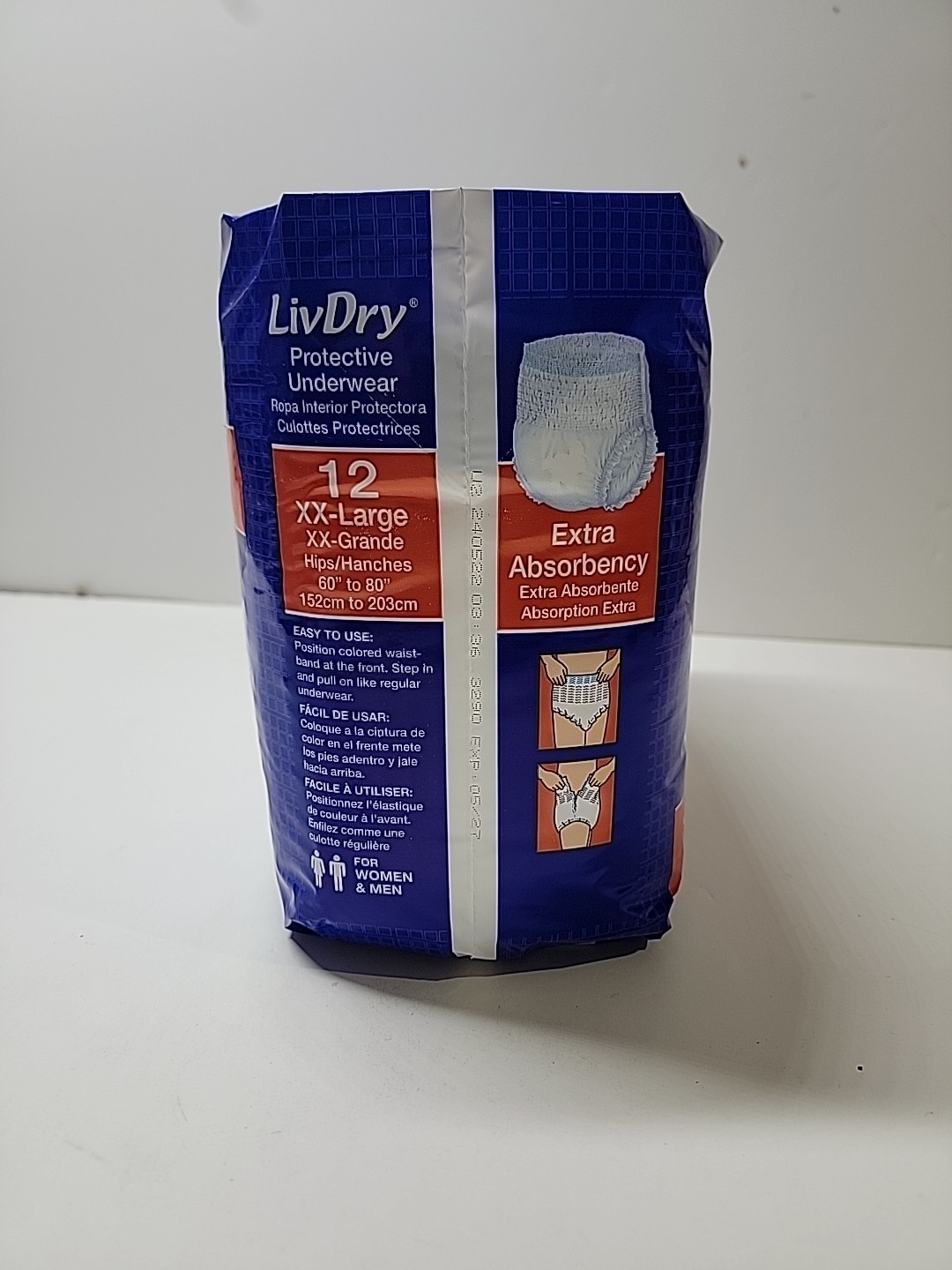 LivDry Adult XXL Protective Underwear Super Absorbent, (12 Pcs)