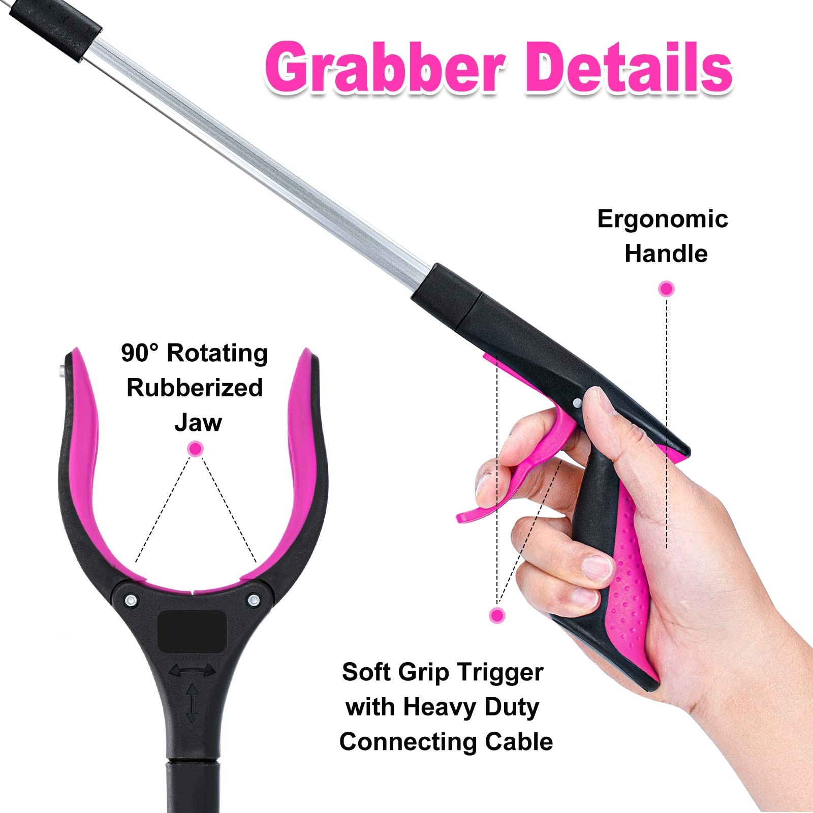 Grabber Reacher Tool,32 Inch Extra Long Foldable Pick Up Stick with Strong Gr…
