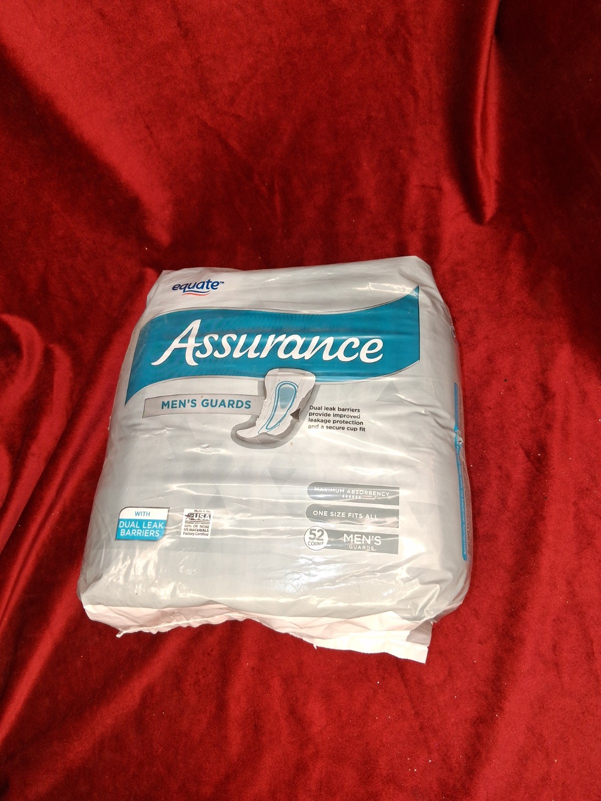 Equate Assurance Men’s Guards Maximum Absorbency One Size Fits All 52 Count New