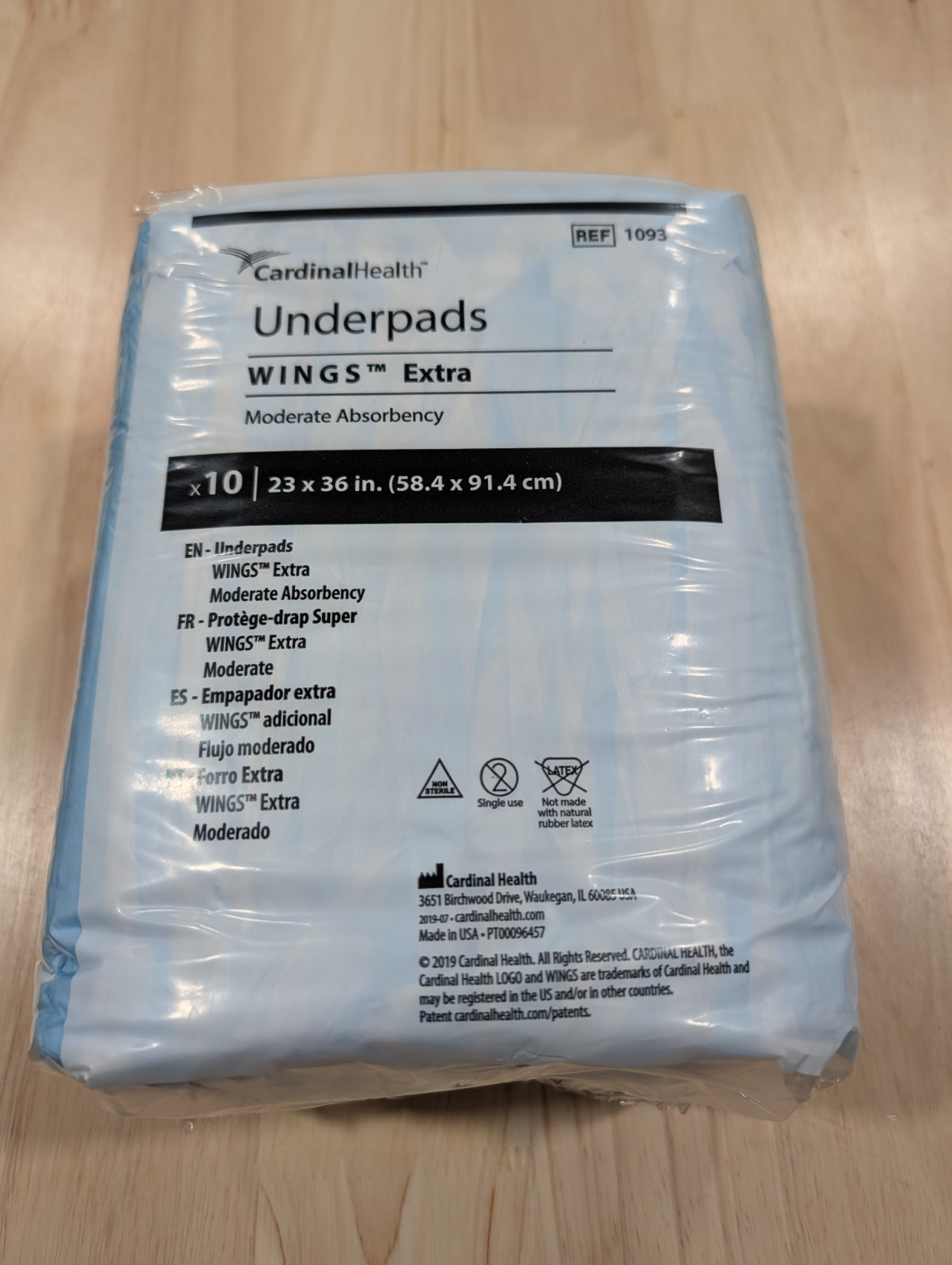 Cardinal Health Wings Extra Underpads 23×36 Moderate Absorbency 20ct. #1093