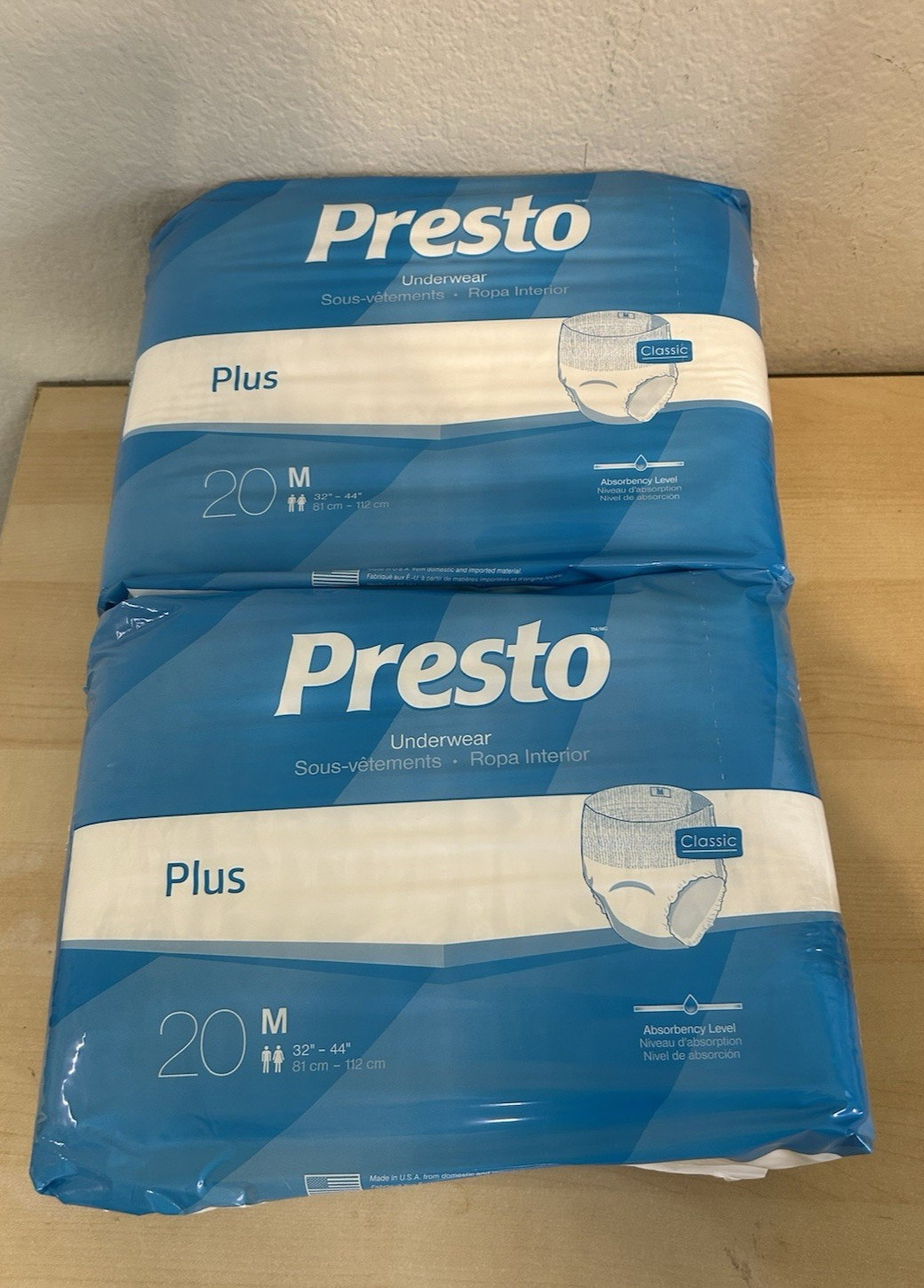 2 Of Presto Plus Unisex Pull Up Underwear Size Medium 32″-44″ 40 counts