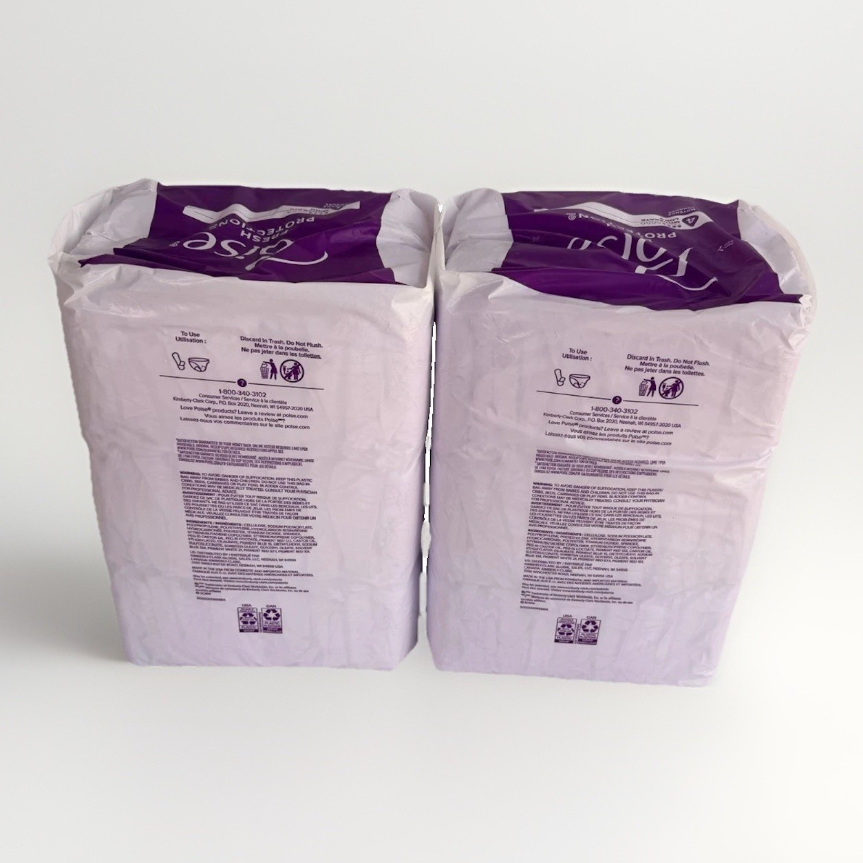 Pack of 2 Poise Fresh Protection Women’s Size Medium Postpartum Pads 108 CT