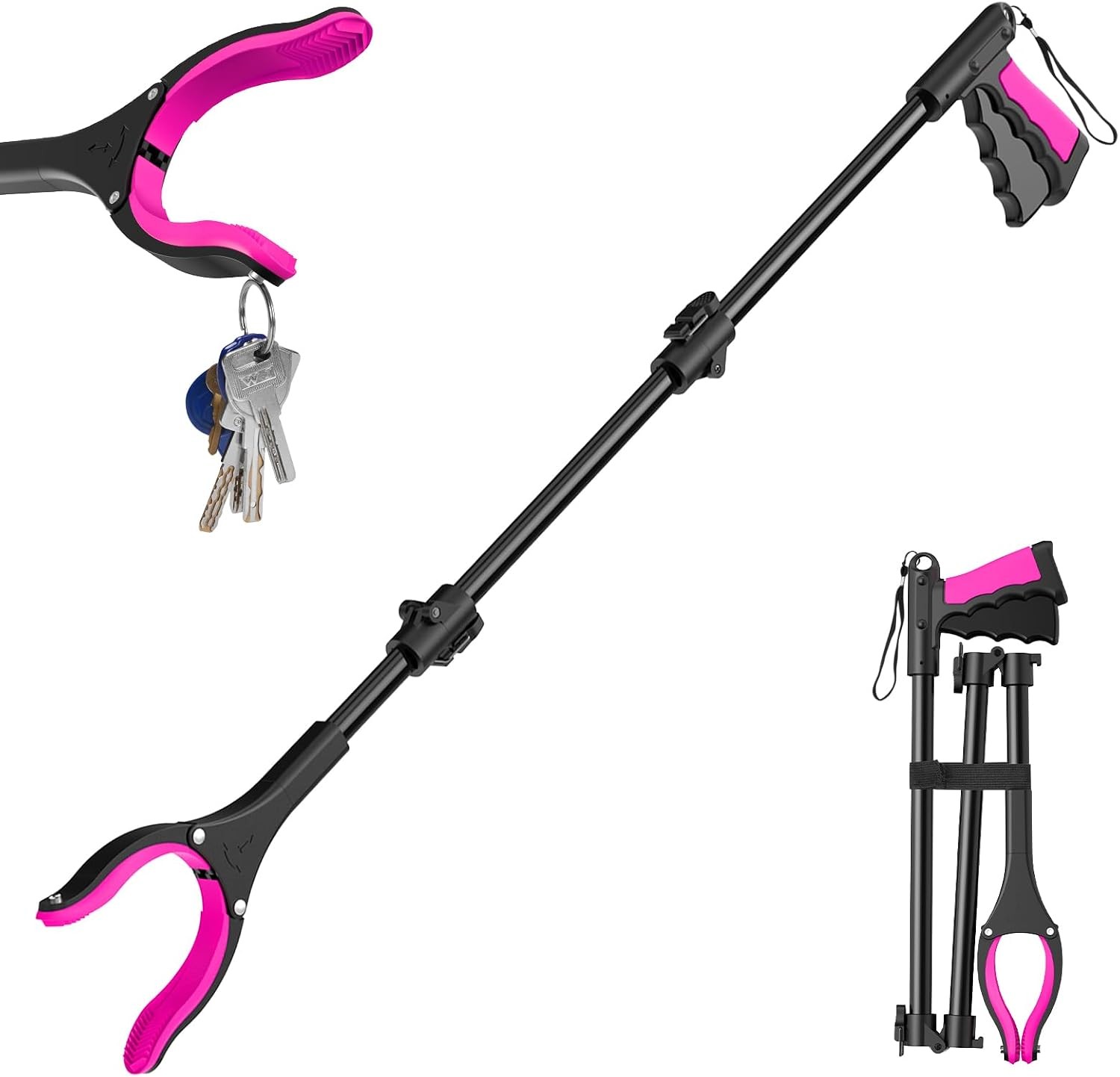 36″ Grabber Reacher Tool, Foldable Reacher Grabber Pickup Tool with 360°