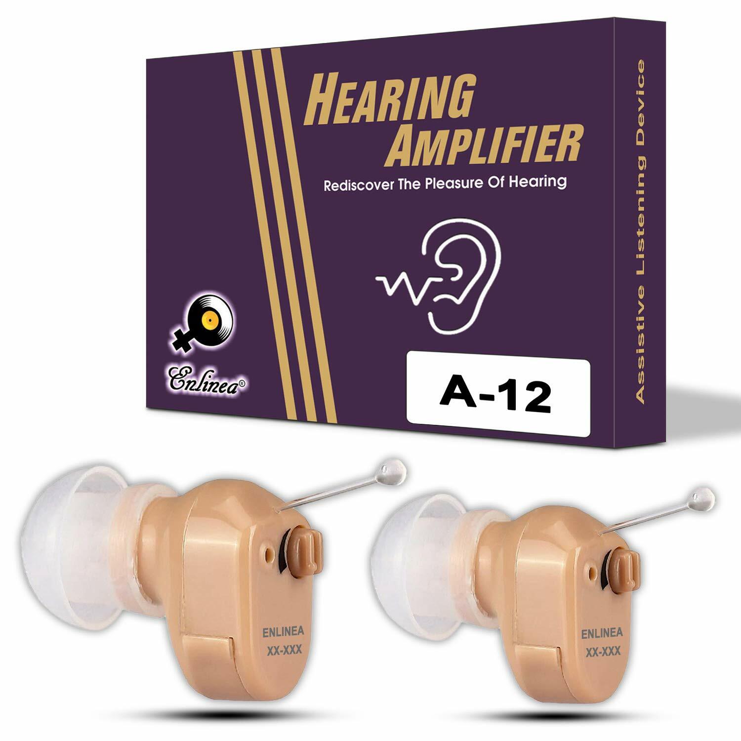 Enlinea Pack of 2 Instant fit CIC Personal Hearing Amplifier for Senior & Adult