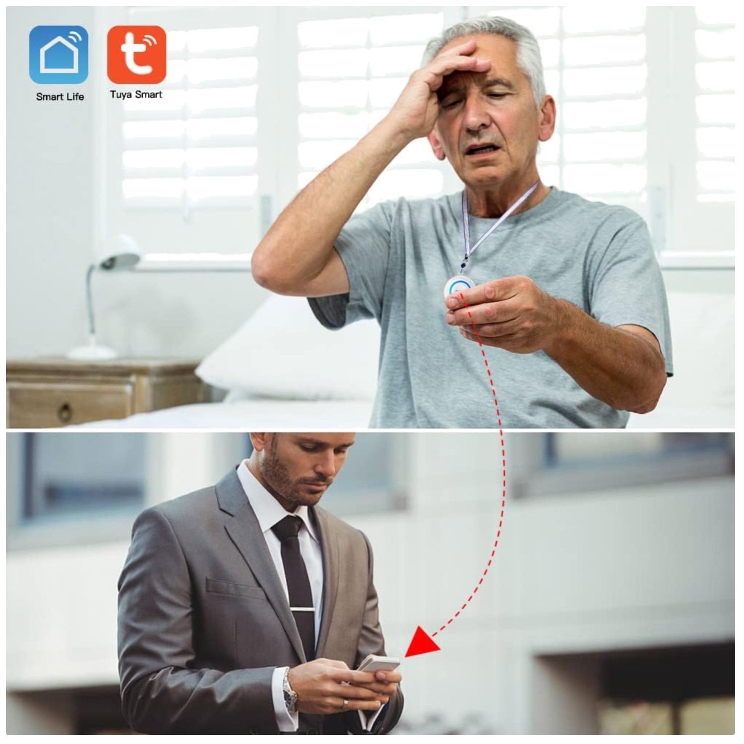 Smart Wireless Caregiver Alert Call Button – Blue
