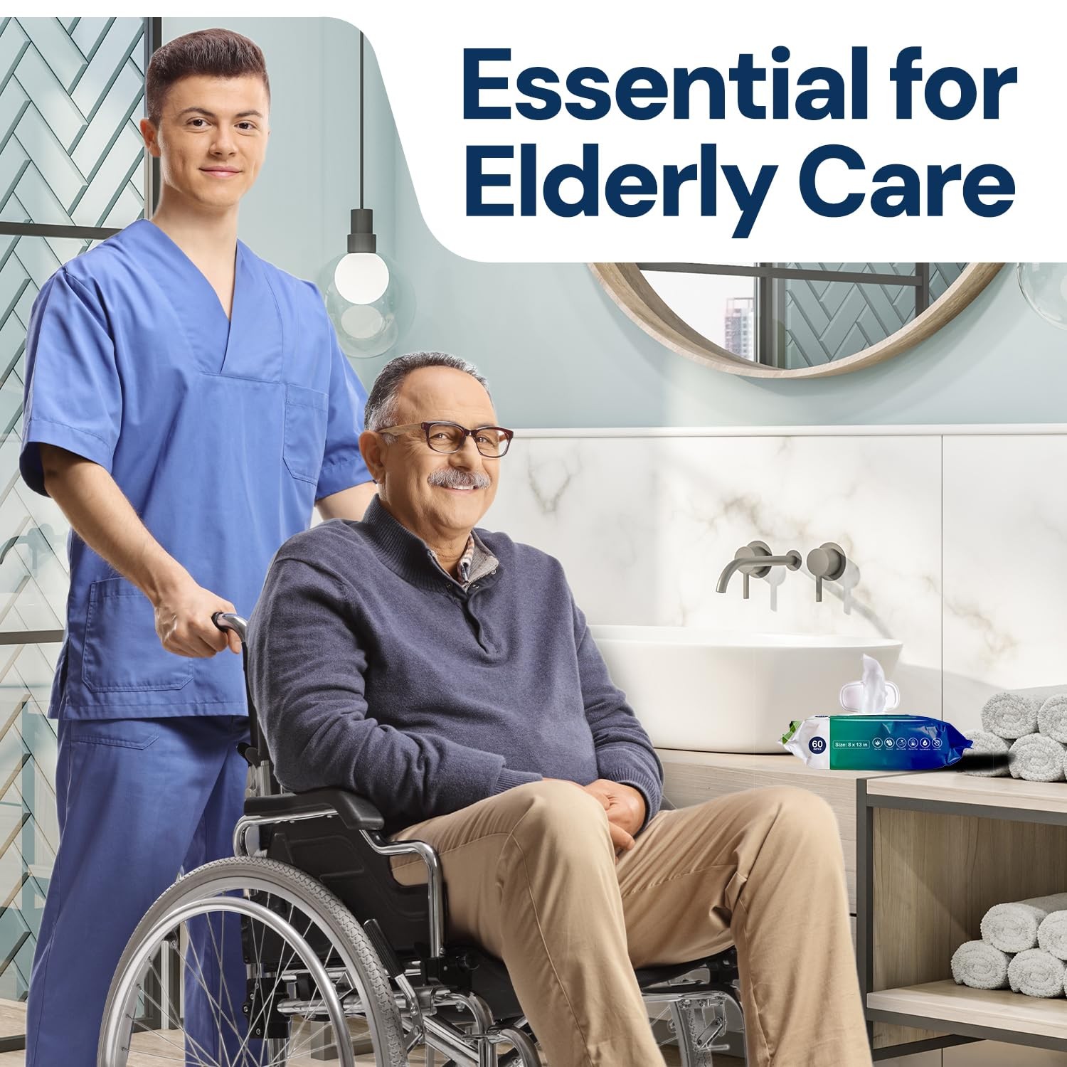 Adult Wipes For Elderly – 8″x13″ Extra Large & Soft Wet Wipes for Adults Bath…