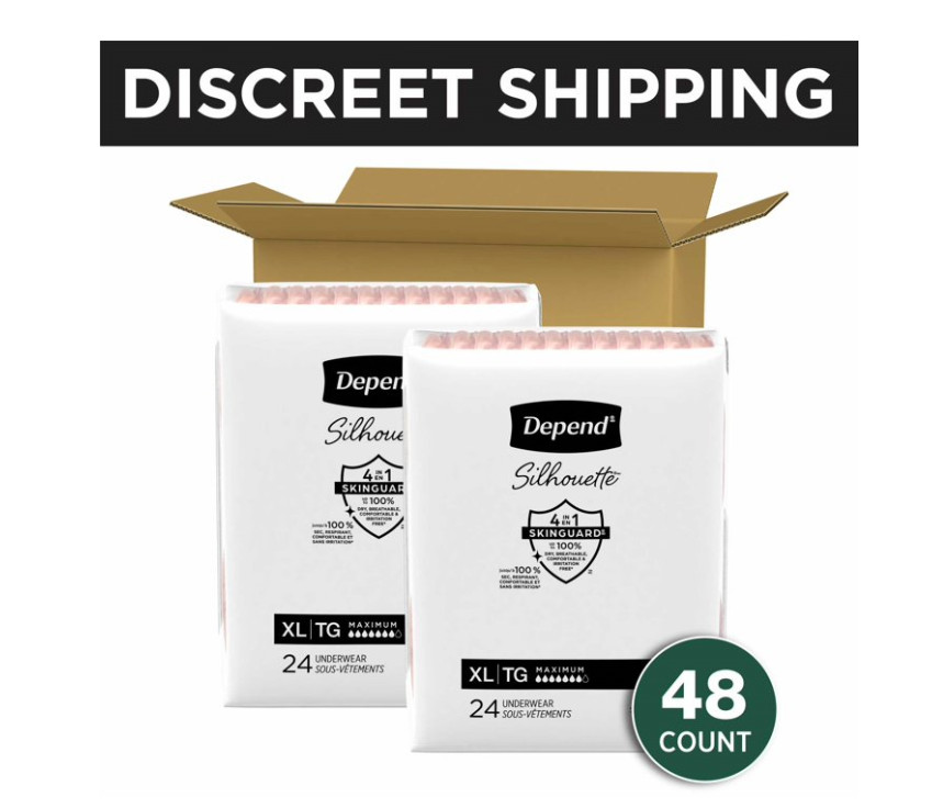 Depend Silhouette Postpartum Bladder Leak Underwear XL 48 Count Women