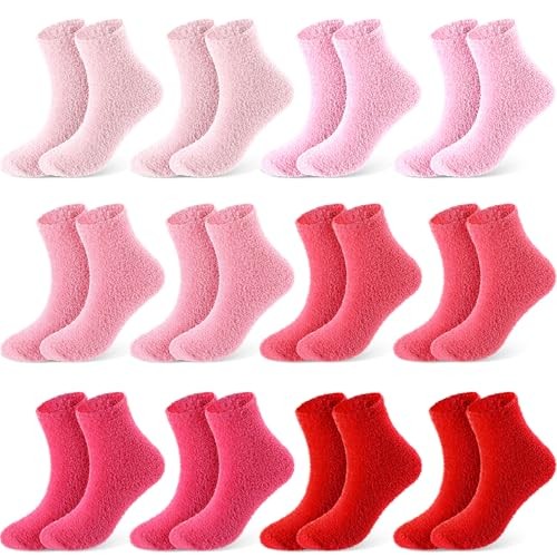 12 Pairs Light Pink, Pink, Dark Pink, Watermelon Red, Rose Red, Bright Red