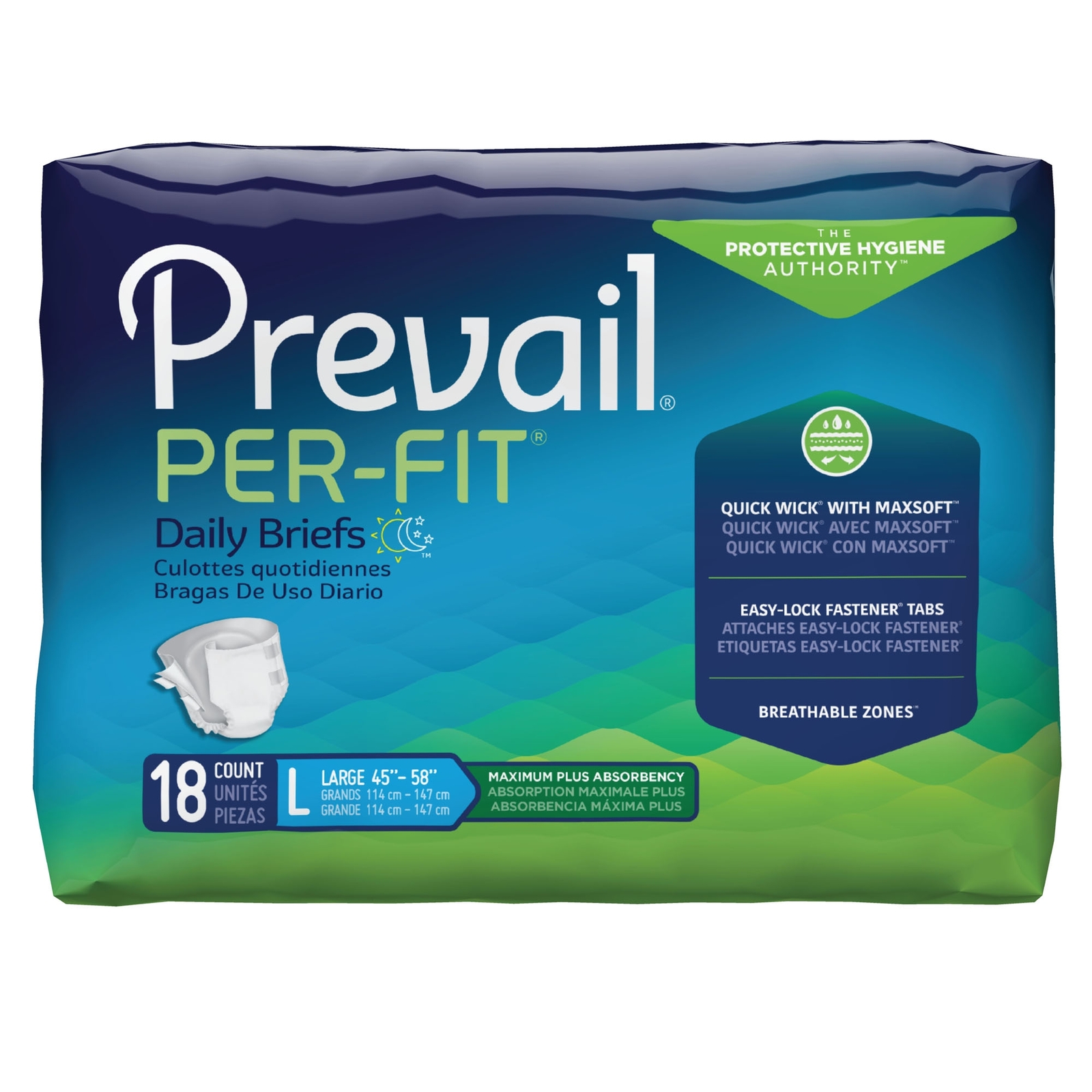 Prevail Per-Fit Adult Briefs Diapers With Tabs L Heavy Absorbency 72 Ct
