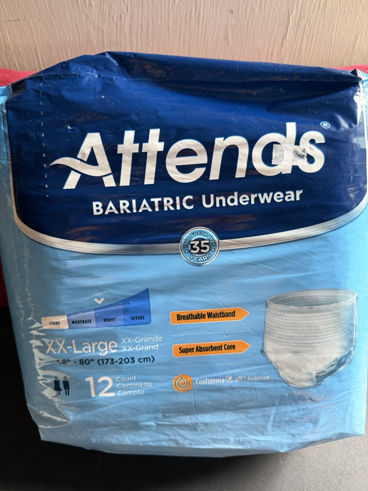 Attends Bariatric Protective Underwear, Moderate Absorbency, XXL, Unisex