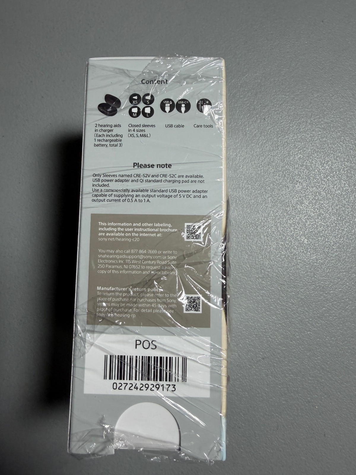 Sony CRE-C20 Self-Fitting Rechargeable OTC Hearing Aids