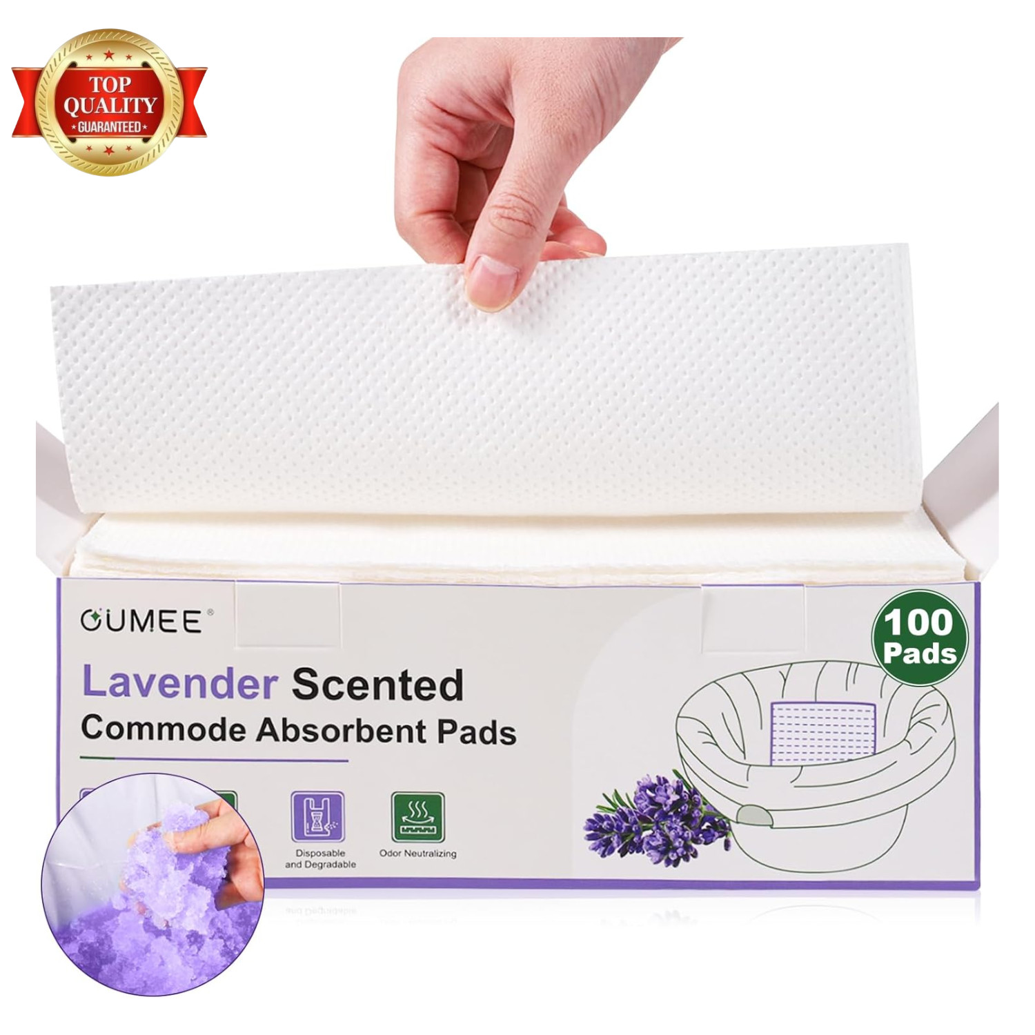 100PCS Lavender Scented Commode Absorbent Pads for Bedside Commode Bucket – Medi