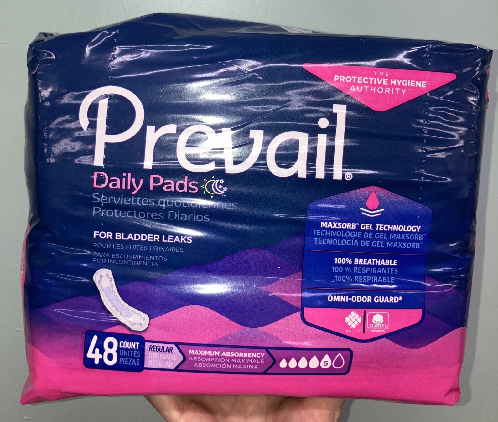 Prevail Max Absorbency Incontinence Bladder Control Pads, Regular, 48 Count