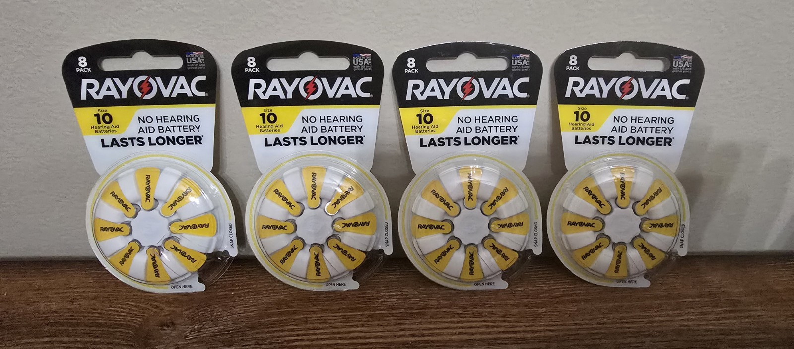 Rayovac Hearing Aid Batteries 1.45V Size 10 8 Pack Expires 3/2026 Lot of 4