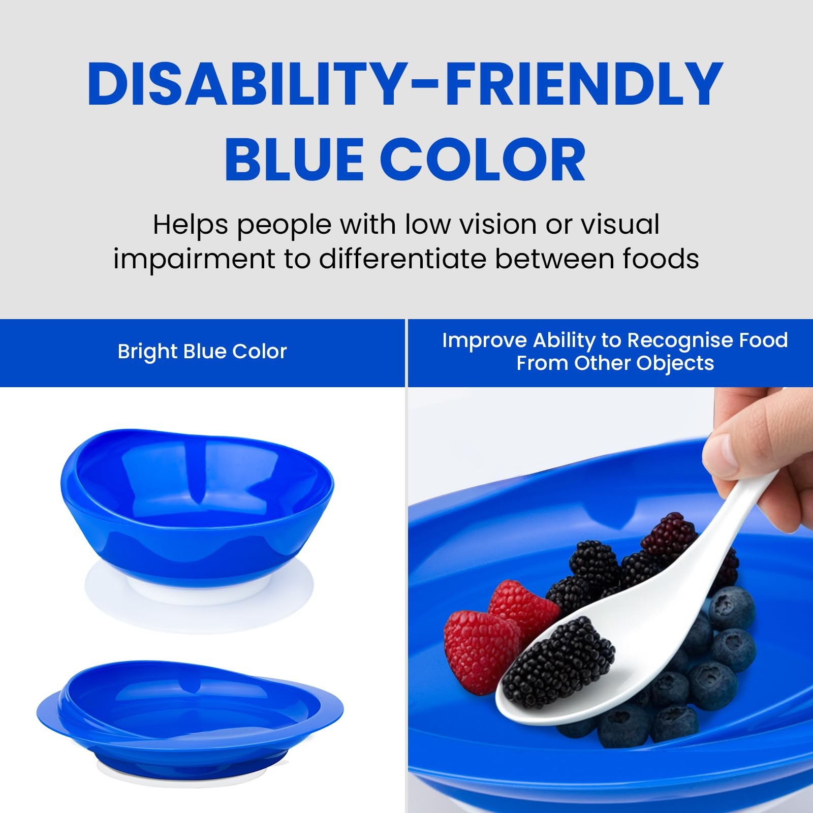 Spill Proof Scoop Plate and Bowl with Non-Skid Suction Base, Adaptive Self-Fe…