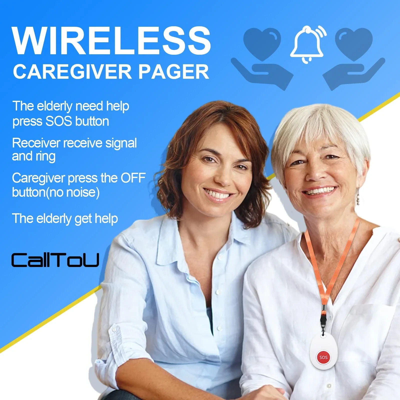 CallToU Button for Elderly at Home,Nurse Call Bell 600+ Feet