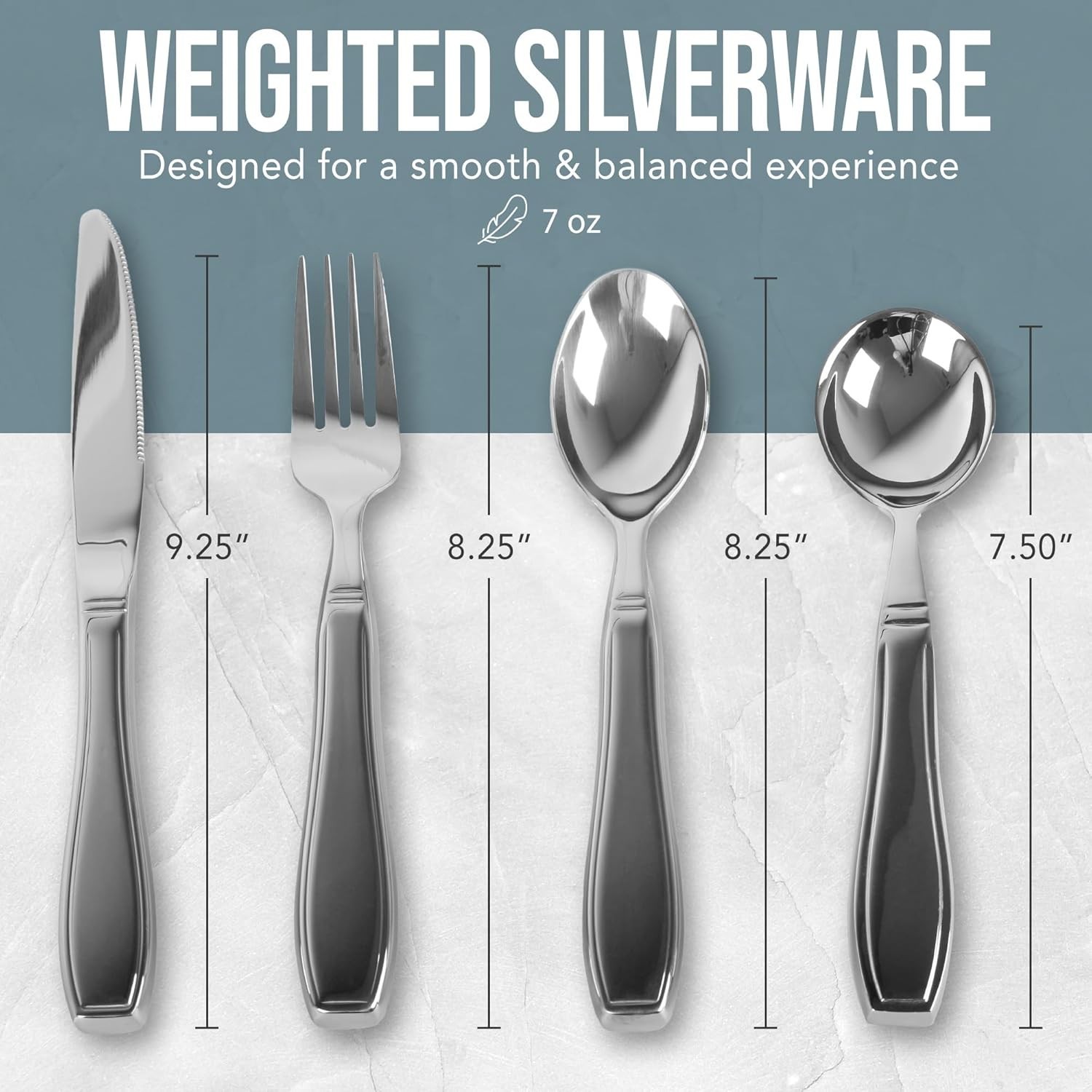 Adaptive Weighted Utensils Set – 4-Piece Silverware for Parkinson’s Patients