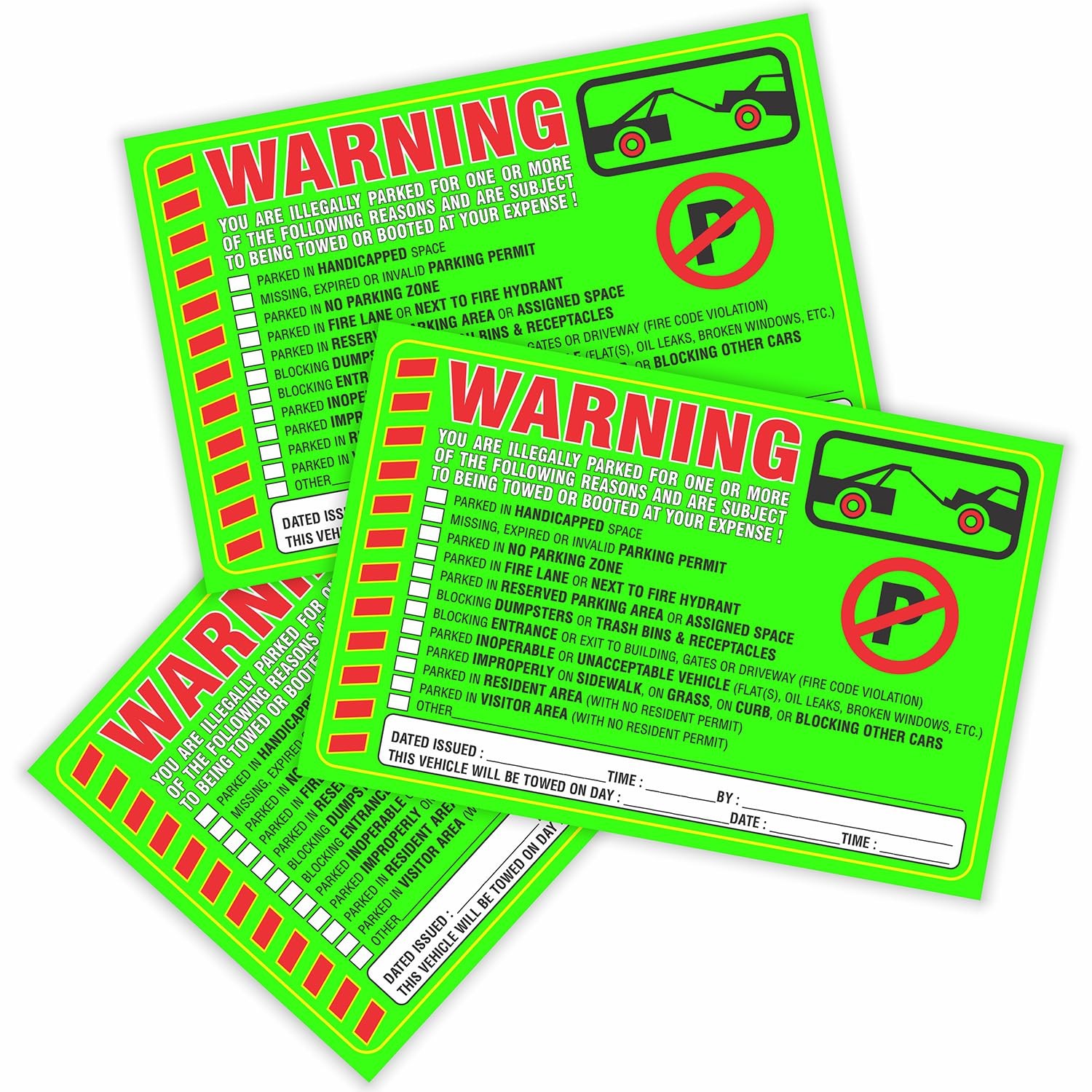 Parking Violation Stickers Notice (Pack of 50) Tow Warning You are Illegally …