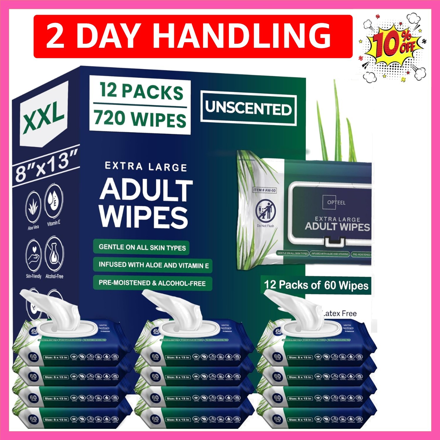 Adult Wipes For Elderly – 8″x13″ Extra Large & Soft Wet Wipes for Adults Bath…