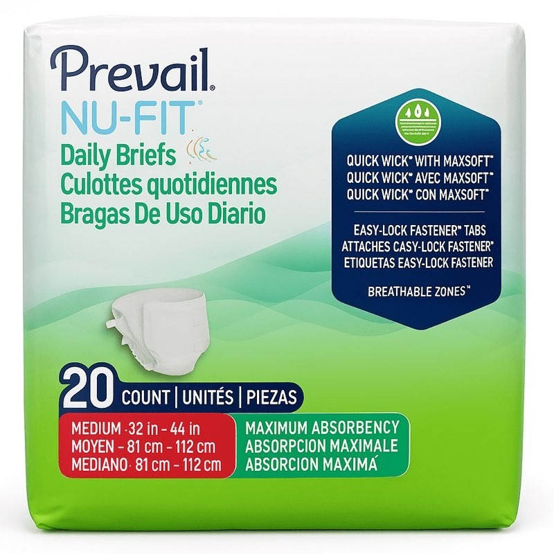 Prevail Nu-Fit Daily Underwear Medium/Extra Absorbency, 1 Pack | 20 count