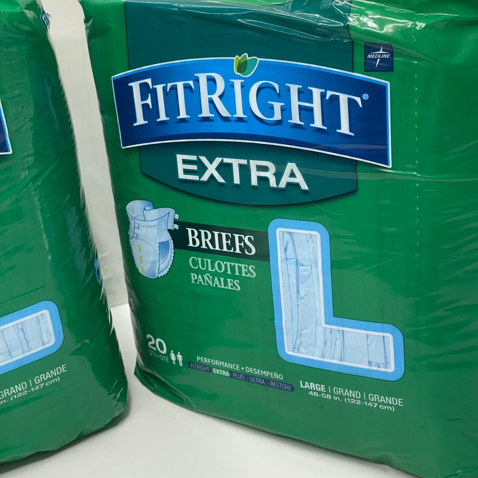 Fitright EXTRA Adult Briefs 2 Pack of 20 Size Large 48-58″ Lot of 40