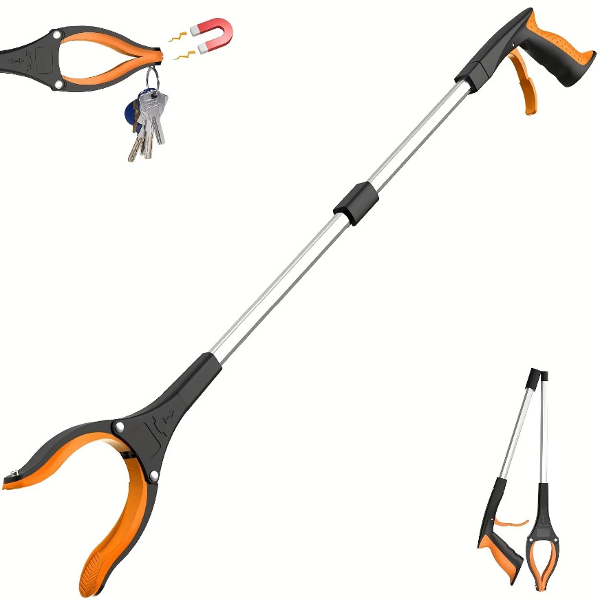 1pc 32in Garbage Picker Grabber Tool with 360° Rotating Clip – NEW