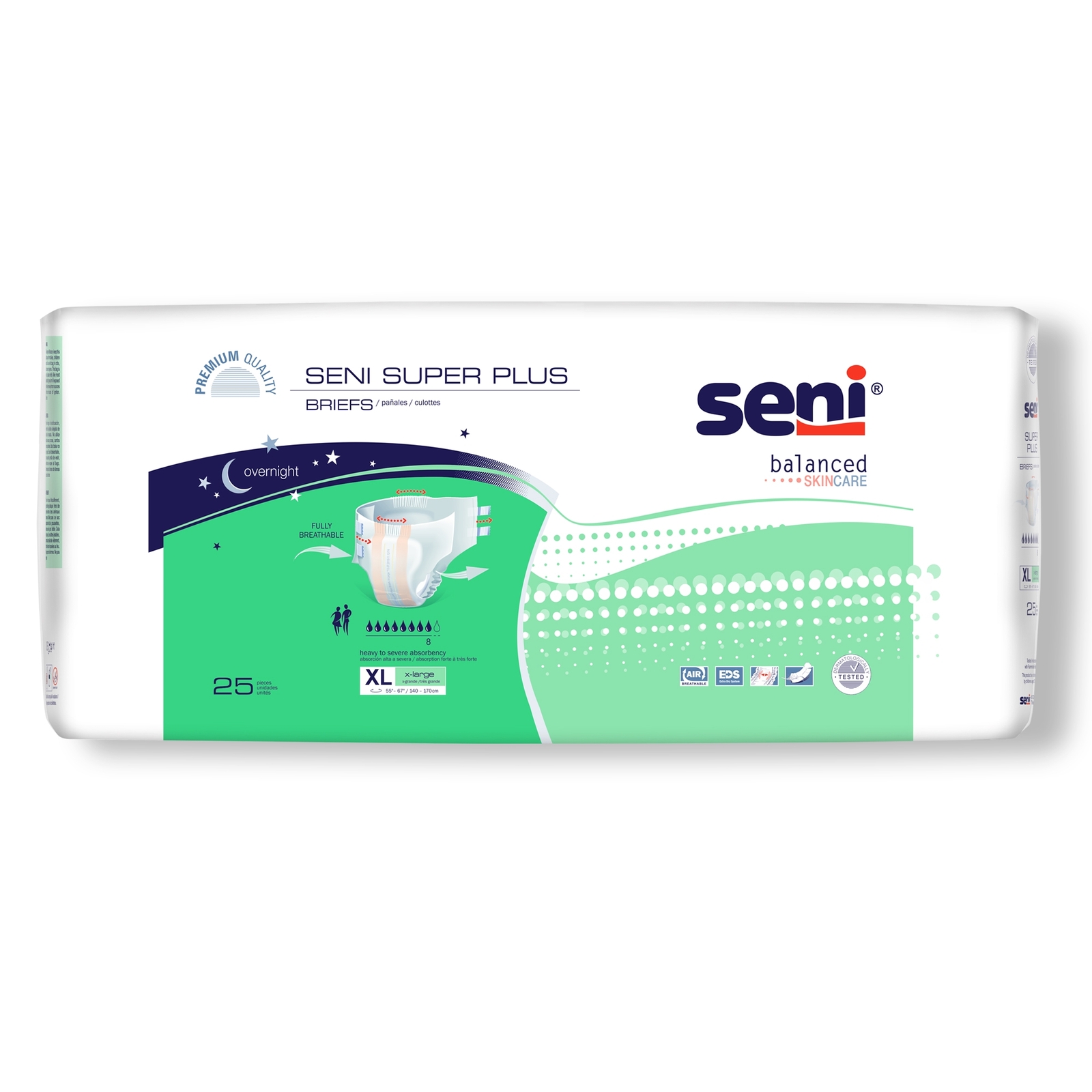 Seni Incontinence Brief Breathable / Overnight S-XL25-BP1 Severe 75 Ct
