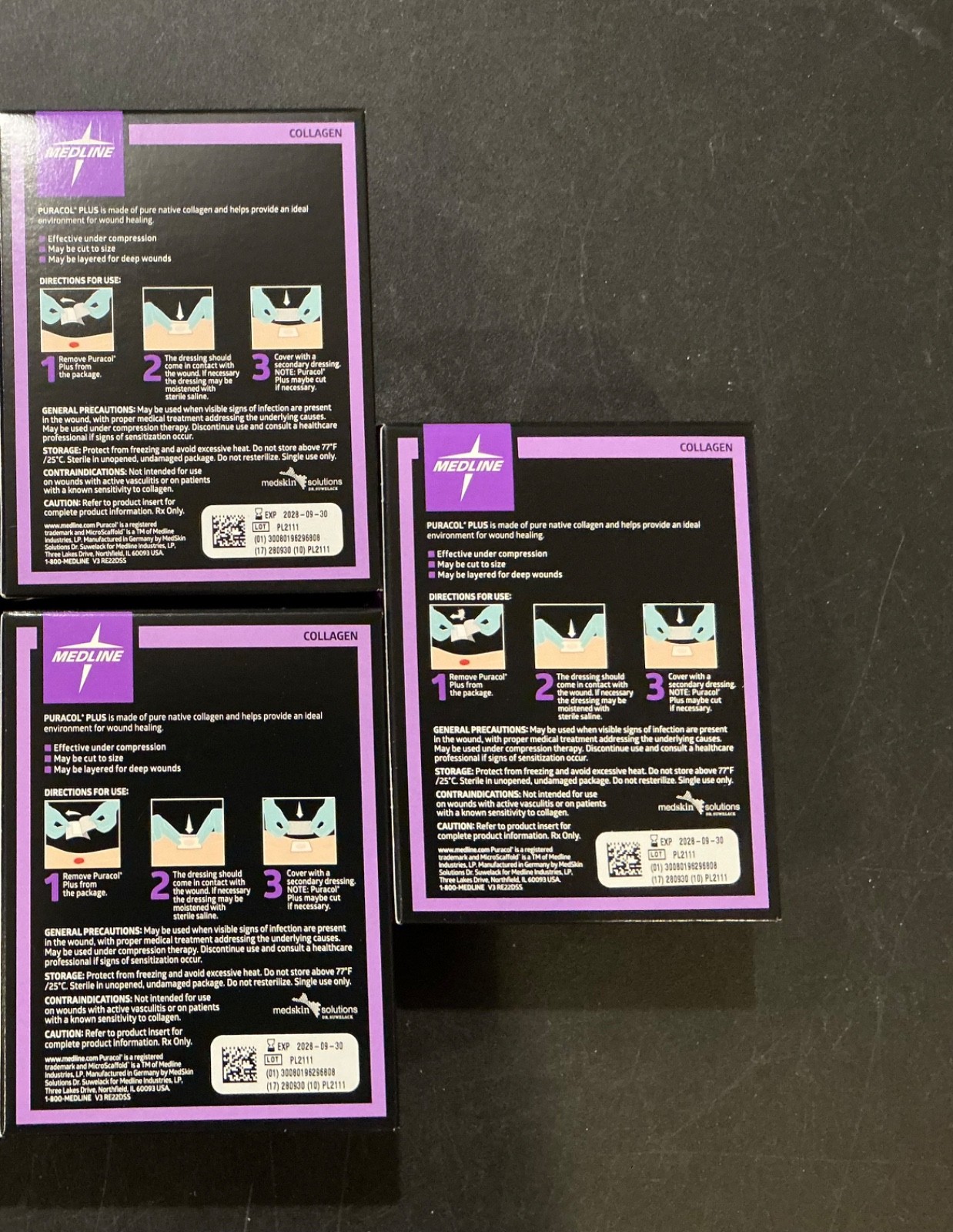 30 (3 boxes of 10) Medline MSC8622EP Puracol Plus Wound Dressing — 2” x 2.2”