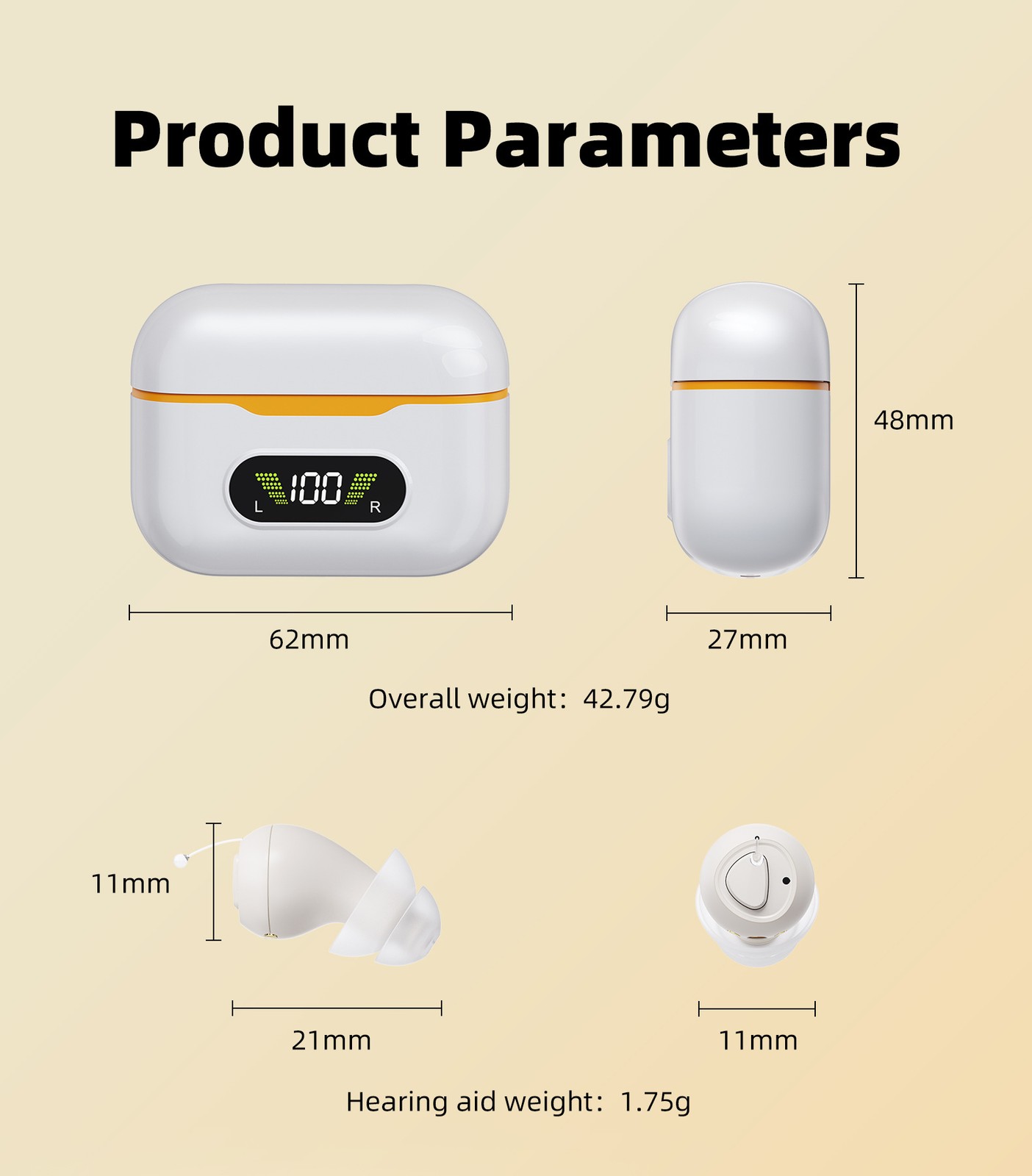 Rechargeable 16-Channel Noise-Canceling Hearing Aids with UV Protective Case
